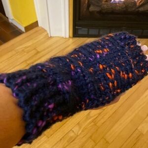 Hand crafted bulky multi colored knit fingerless gloves